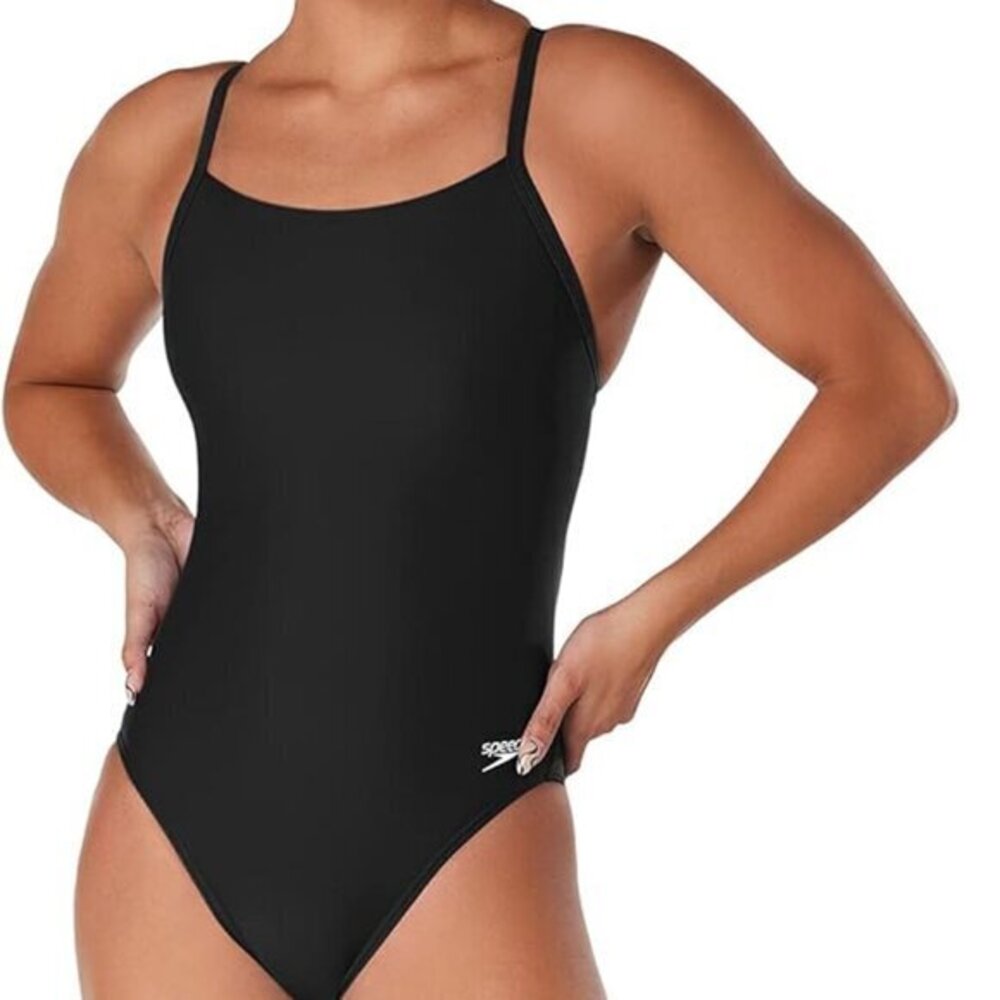 Speedo Training Swimsuit Athletic Pro LT Flyback Solid Black Size 28 NWT #6011